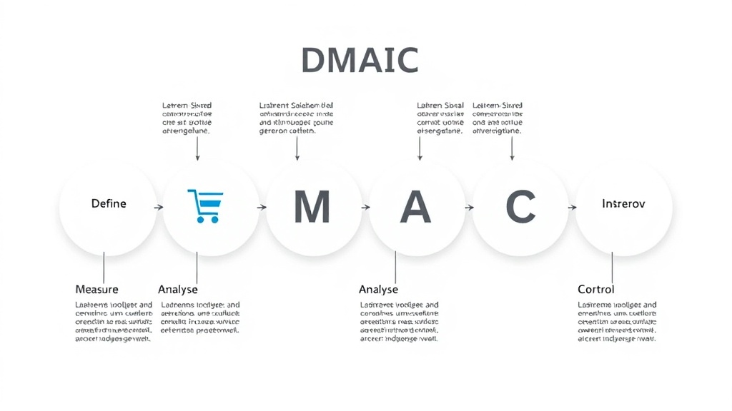 DMAIC-Prozessschritte zur Prozessverbesserung dargestellt als Infografik